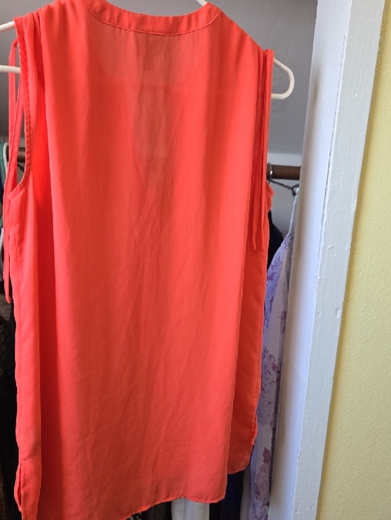 Worthington Coral-Orange Sleeveless Split-Neck Camisole - Picture 5 of 5